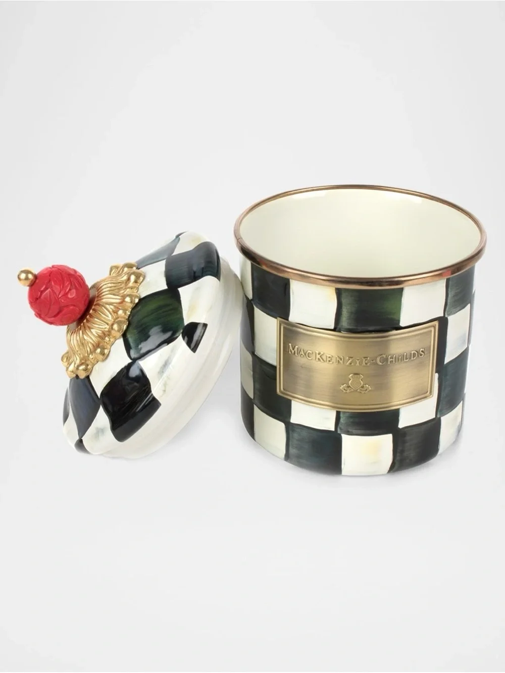 NEW! Mackenzie-Childs Courtly Check Demi Canister